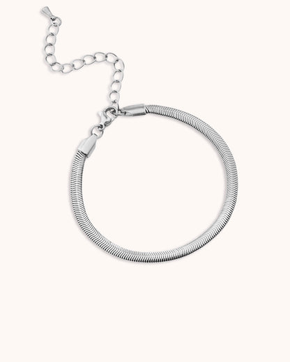 Thick Snake Chain Bracelet in Silver