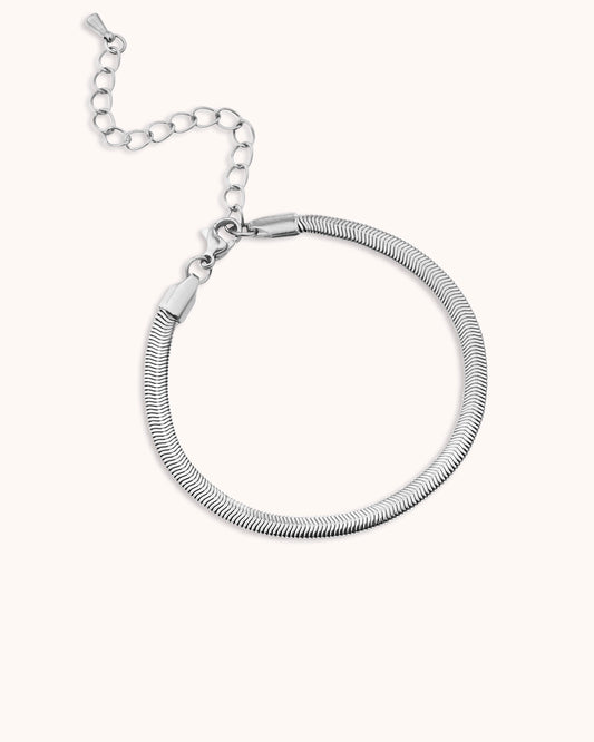 Thick Snake Chain Bracelet in Silver