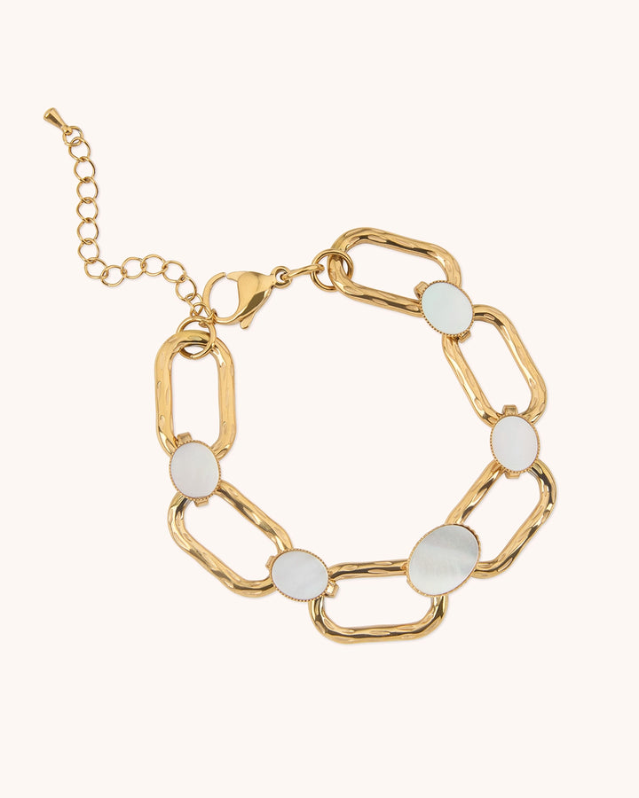 Large Pearl & Chain Bracelet in Gold
