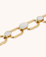 Large Pearl & Chain Bracelet in Gold
