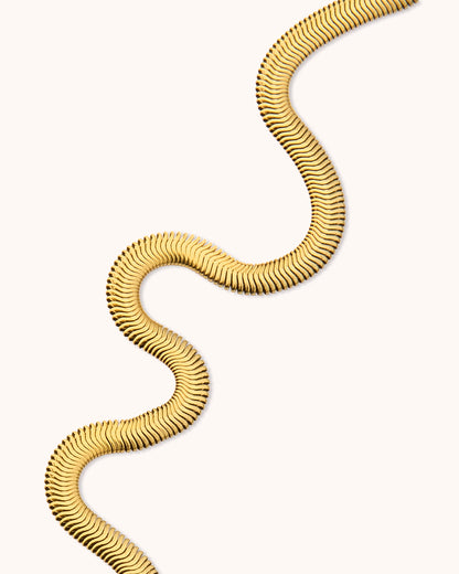 Waterproof Thick Snake Chain Bracelet in Gold