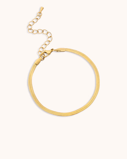 Waterproof Medium Snake Chain Bracelet in Gold