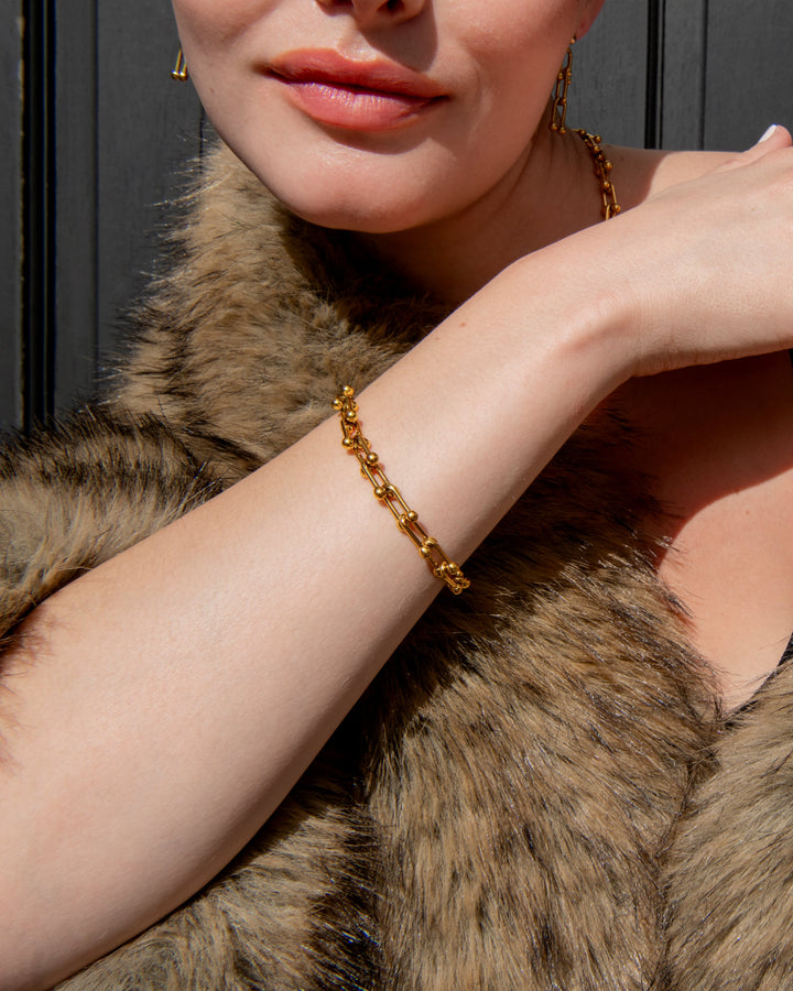 Ball Chain Link Bracelet in Gold