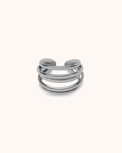Waterproof Layered Wrap Statement Ring in Silver