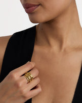 Waterproof Layered Wrap Statement Ring in Gold
