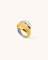 Waterproof Mixed Metal Double Layered Ring