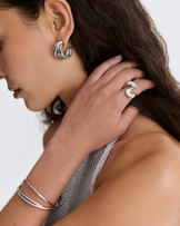 Waterproof Wave Statement Ring in Silver