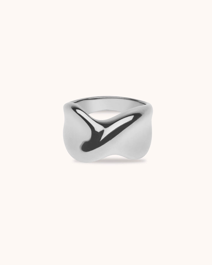 Waterproof Chunky Twisted Ring in Silver