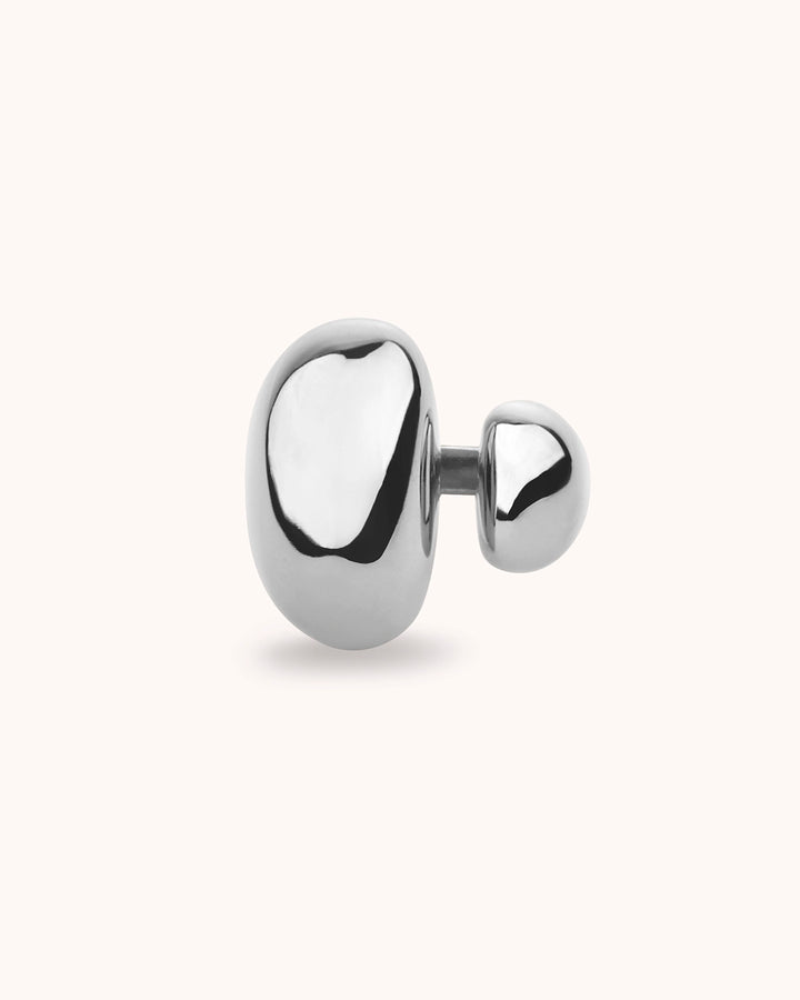 Waterproof Adjustable Two-Stone Statement Ring in Silver