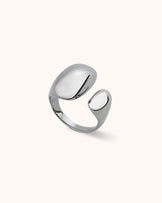 Waterproof Adjustable Two-Stone Statement Ring in Silver