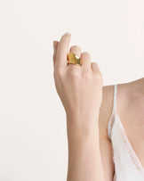Waterproof Wonky Wavy Thick Ring in Gold