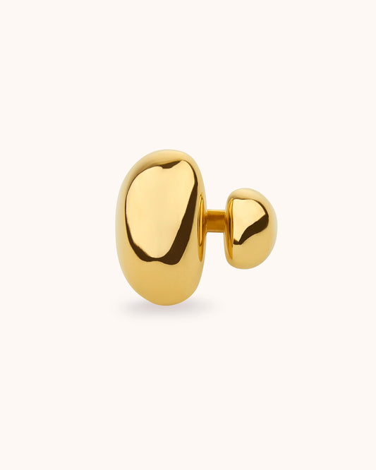 Waterproof Adjustable Two-Stone Statement Ring in Gold