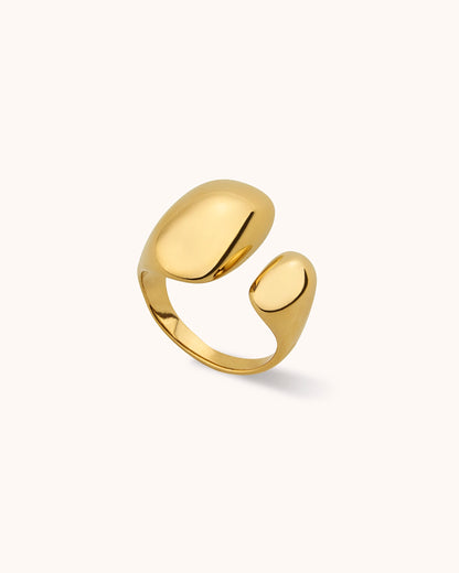 Waterproof Adjustable Two-Stone Statement Ring in Gold