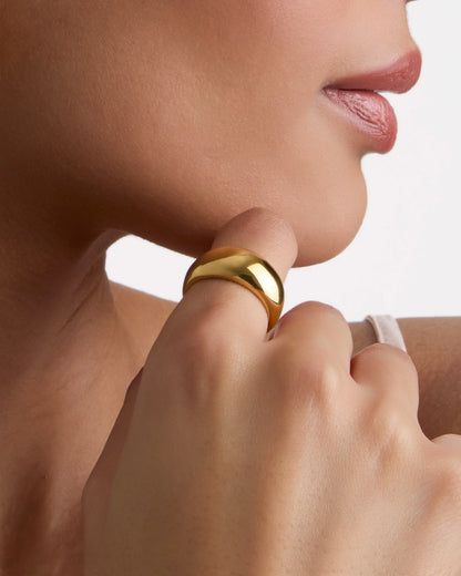 Waterproof Round Bubble Ring in Gold
