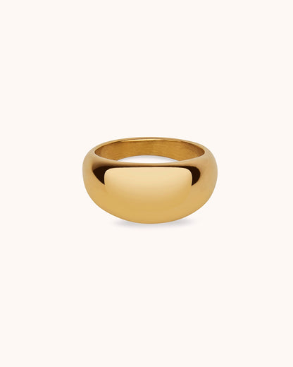 Waterproof Round Bubble Ring in Gold