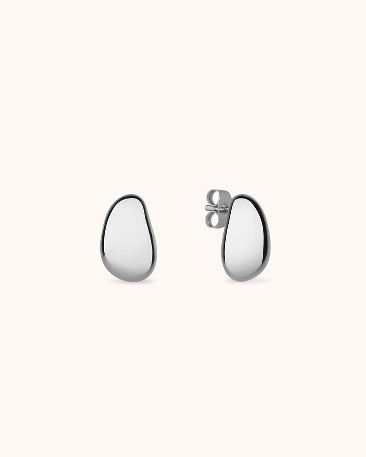 Waterproof Mini Pebble Studs in Silver