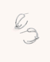 Waterproof Double Layered Knot Hoop Earrings in Silver