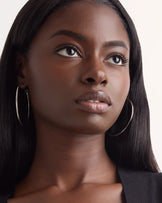 Large Thin Round Hoop Earrings in Silver