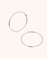 Large Thin Round Hoop Earrings in Silver