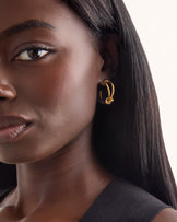 Waterproof Double Layered Knot Hoop Earrings in Gold