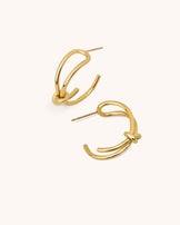 Waterproof Double Layered Knot Hoop Earrings in Gold
