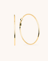Waterproof Large Thin Round Hoops in Gold
