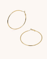 Waterproof Large Thin Round Hoops in Gold
