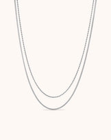 Waterproof Double Layered Chain Link Necklace in Silver