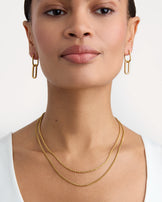 Waterproof Double Layered Chain Link Necklace in Gold