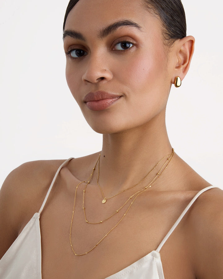 Waterproof Triple Layered Chain Necklace in Gold