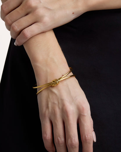 Waterproof Knot Cuff in Gold
