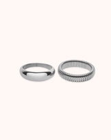 Illusion Textured & Smooth Ring in Silver