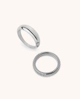 Illusion Textured & Smooth Ring in Silver