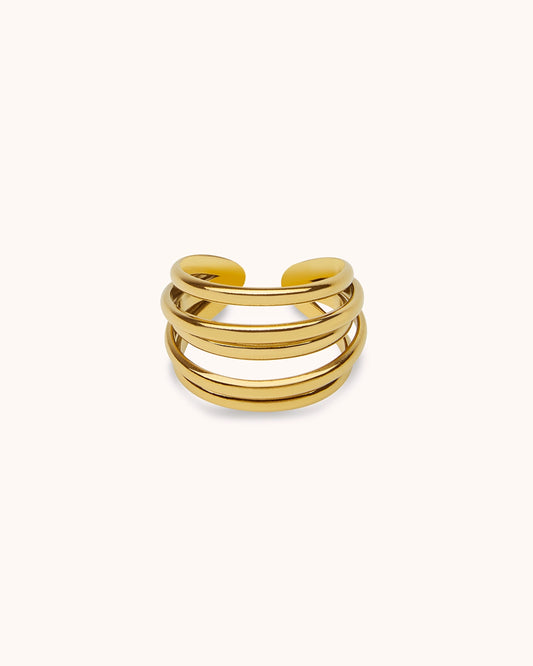 Waterproof Layered Wrap Statement Ring in Gold