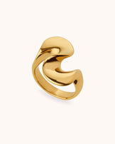 Waterproof Wavy Statement Ring in Gold