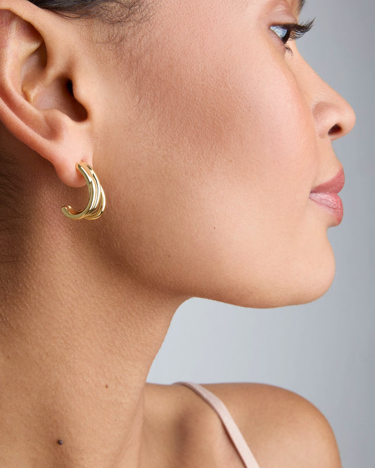 Cubic Zirconia Illusion Hoop Earrings in Gold