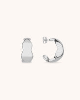 Wavy Edge Hoops in Silver