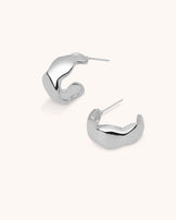 Wavy Edge Hoops in Silver