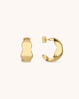 Wavy Edge Hoops in Gold