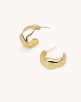 Wavy Edge Hoops in Gold