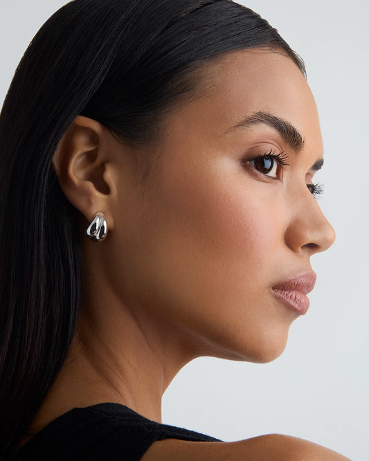 Chubby Double Layer Hoops in Silver