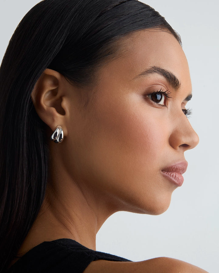 Chubby Double Layer Hoops in Silver