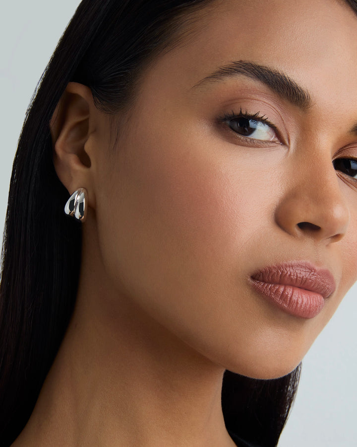 Chubby Double Layer Hoops in Silver
