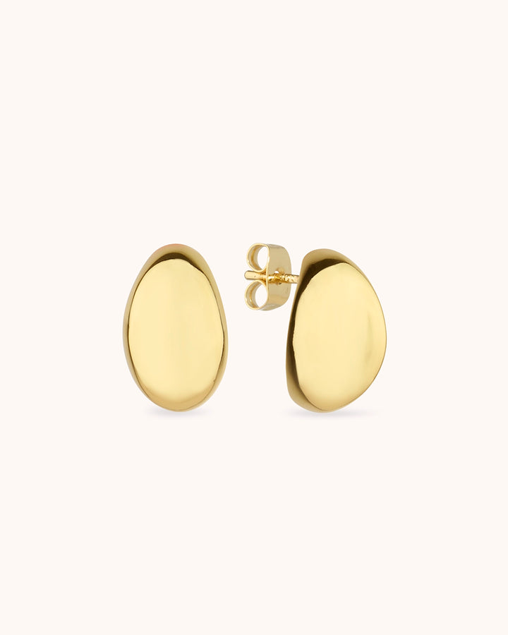 Oval Chunky Stud Earrings in Gold