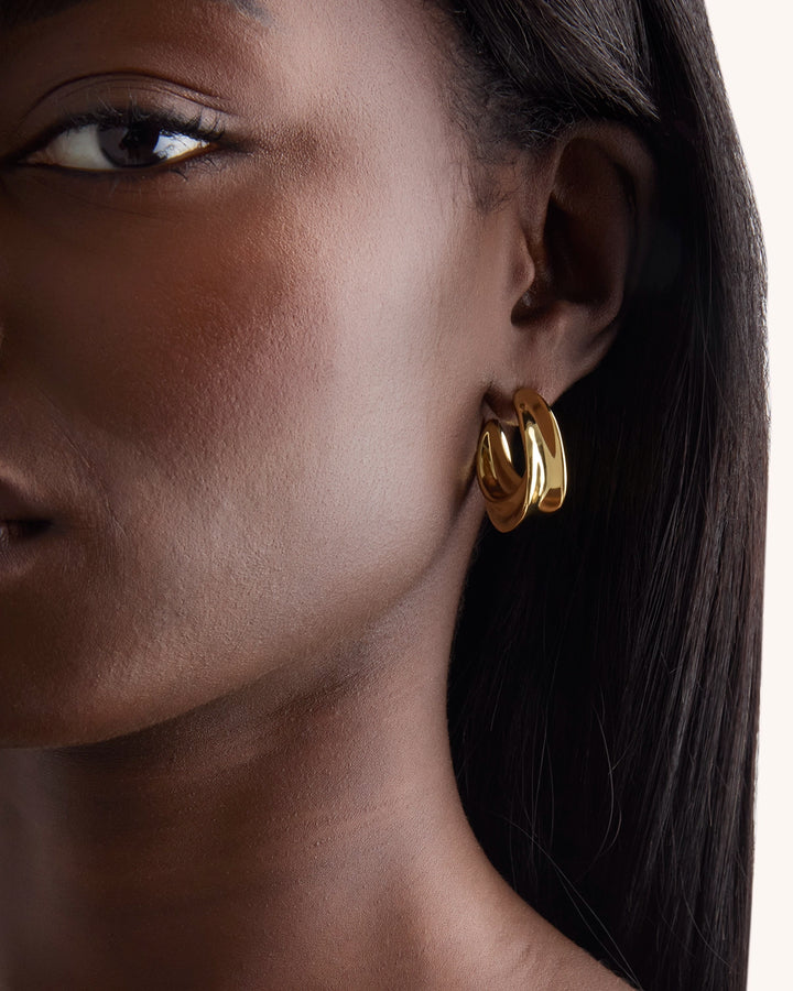 Chunky Twist Hoops in Gold