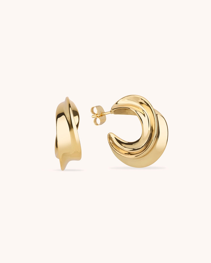 Chunky Twist Hoops in Gold