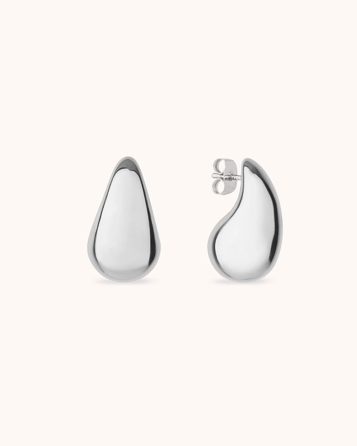 Teardrop Stud Earrings in Silver