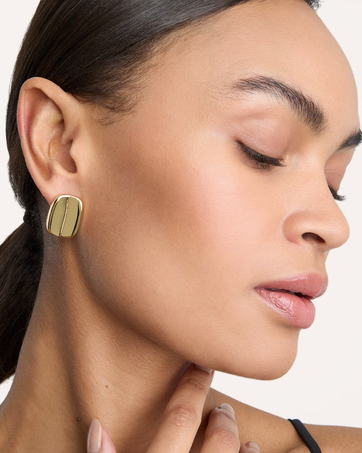 Rectangular Studs in Gold