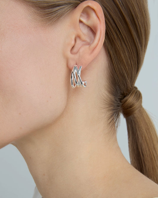 Illusion Hoop Earrings in Silver