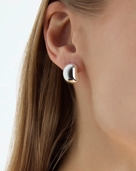 Clean Chubby Hoop Studs in Silver